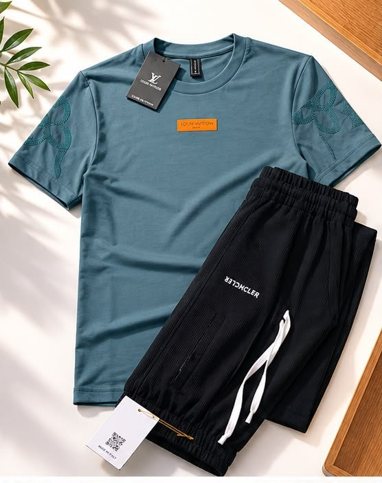 Premium Drop Shoulder Oversized T-Shirt – Sky Blue-Black-Off White-Green